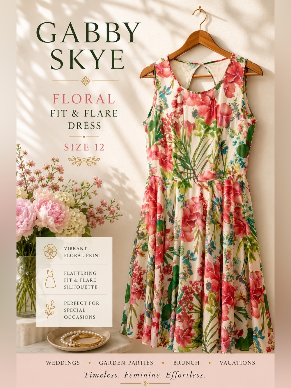 Gabby Skye Floral Fit & Flare Sleeveless Dress Size 12